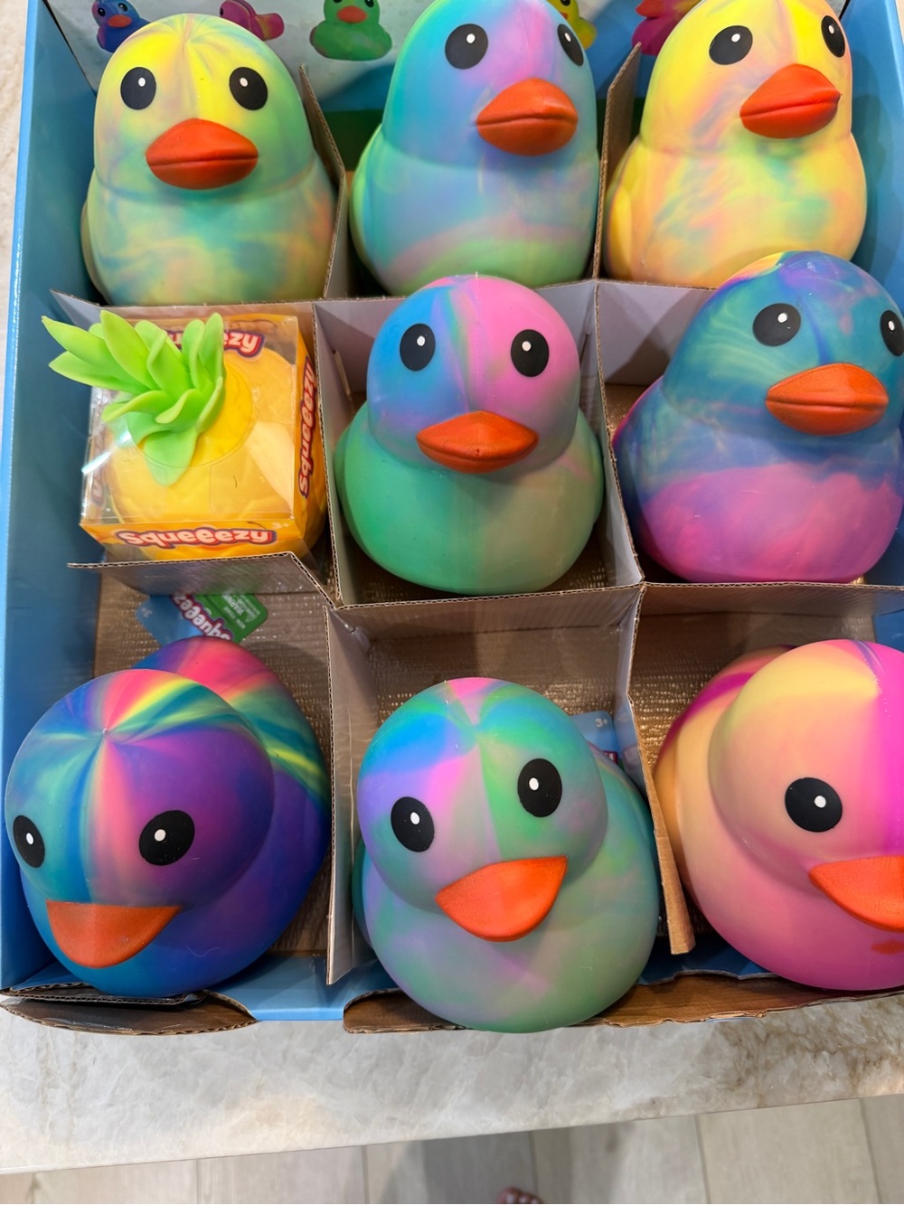 Rainbow Tie Dye Rubber Duck Toy Colorful Squeeezy